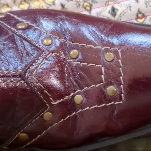 RIEKER* Brown leather studded side zip cowboy style square toe shoe/bootie 39 - Picture 13 of 16